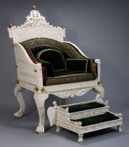 Ivory throne and footstool, 1840-50